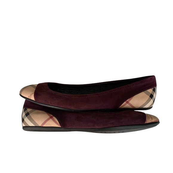Burberry Plum and Beige Checkered Loafers - Picture 2 of 6